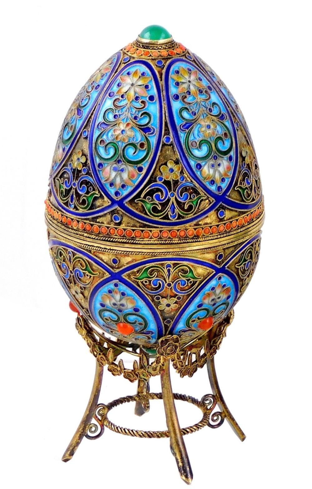 RUSSIAN JEWELED CLOISONNE AND