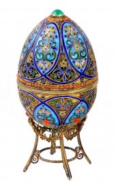 RUSSIAN JEWELED CLOISONNE AND
