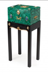 RUSSIAN JEWELED MALACHITE BOXR