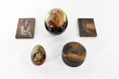 RUSSIAN LACQUER EGGS, A BOX &
