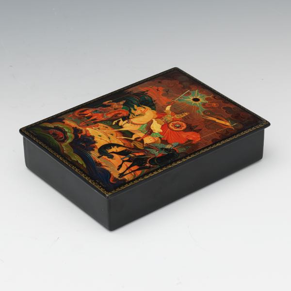 RUSSIAN LACQUER LIDDED BOX, "PRINCE