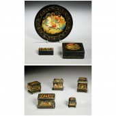 RUSSIAN LACQUERWARE, (8) PIECE