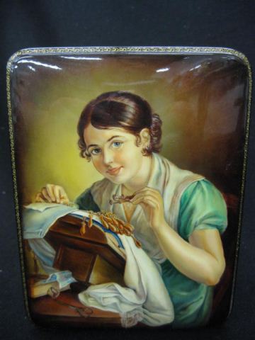 Russian Lacquerware Handpainted Box