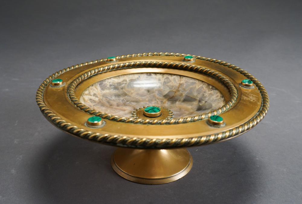 RUSSIAN MALACHITE MOUNTED BRASS AND