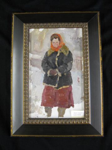 Russian Oil Lady in Winter artist