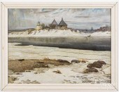RUSSIAN OIL ON BOARD LANDSCAPE