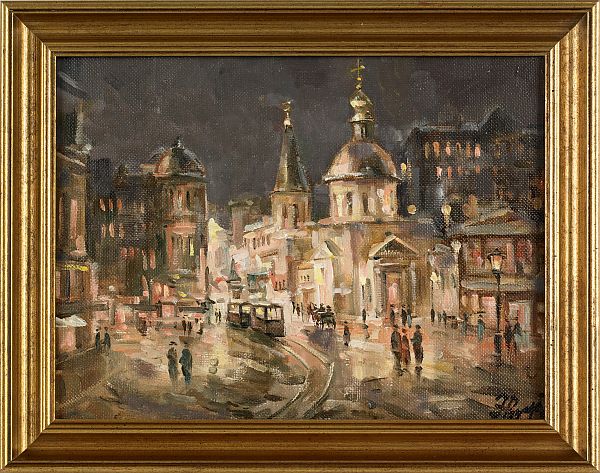 Russian oil on canvas city street