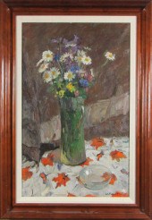 RUSSIAN OIL ON CANVAS, FLORAL