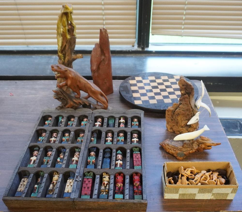 RUSSIAN PAINTED WOOD CHESSBOARD AND
