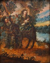 RUSSIAN PAINTED WOOD ICON OF J