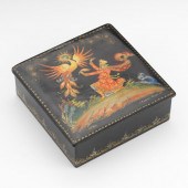 RUSSIAN PALEKH LACQUER BOX, "F