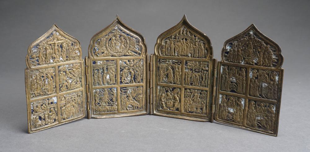 RUSSIAN PARTIAL ENAMELED BRASS