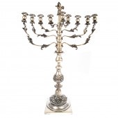 RUSSIAN-POLISH SILVER MENORAH