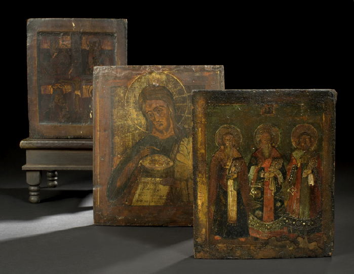 Russian Polychromed and Parcel-Gilt