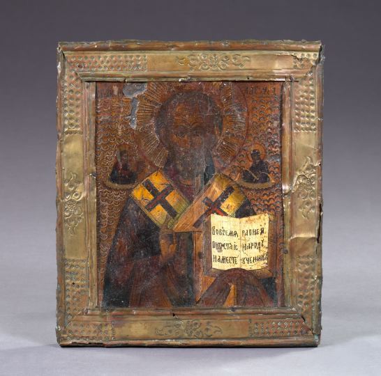Russian Polychromed and Parcel-Gilt