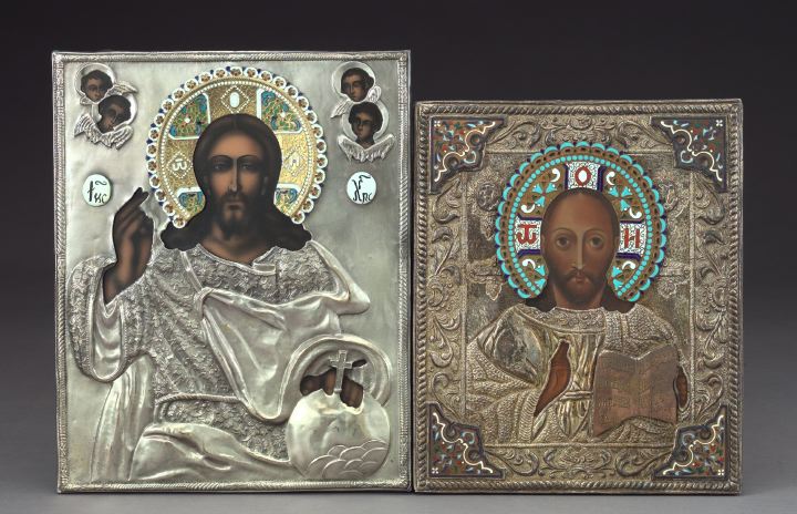 Russian Polychromed Wood Ikon of