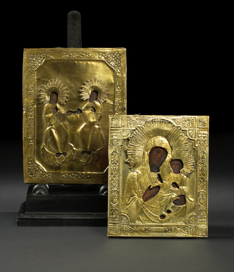 Russian Polychromed Wooden Ikon