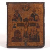 RUSSIAN QUADRIPARTITE ICON OF