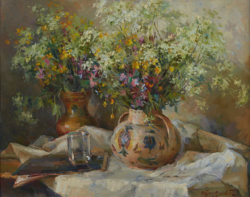 RUSSIAN SCHOOL STILL LIFE OIL ON