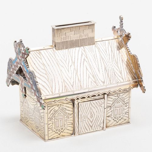 RUSSIAN SILVER AND ENAMEL IZBA-FORM