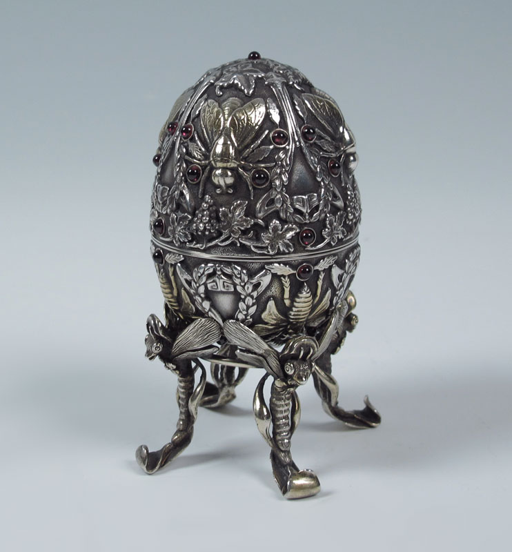 RUSSIAN SILVER AND GARNET FIGURAL