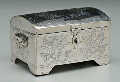 Russian silver box, trunk form with