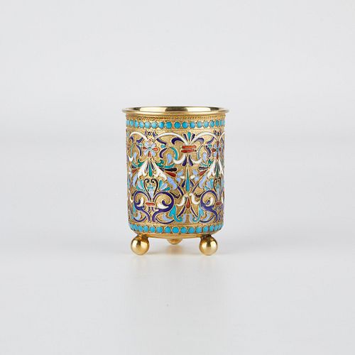 RUSSIAN SILVER ENAMEL BEAKER