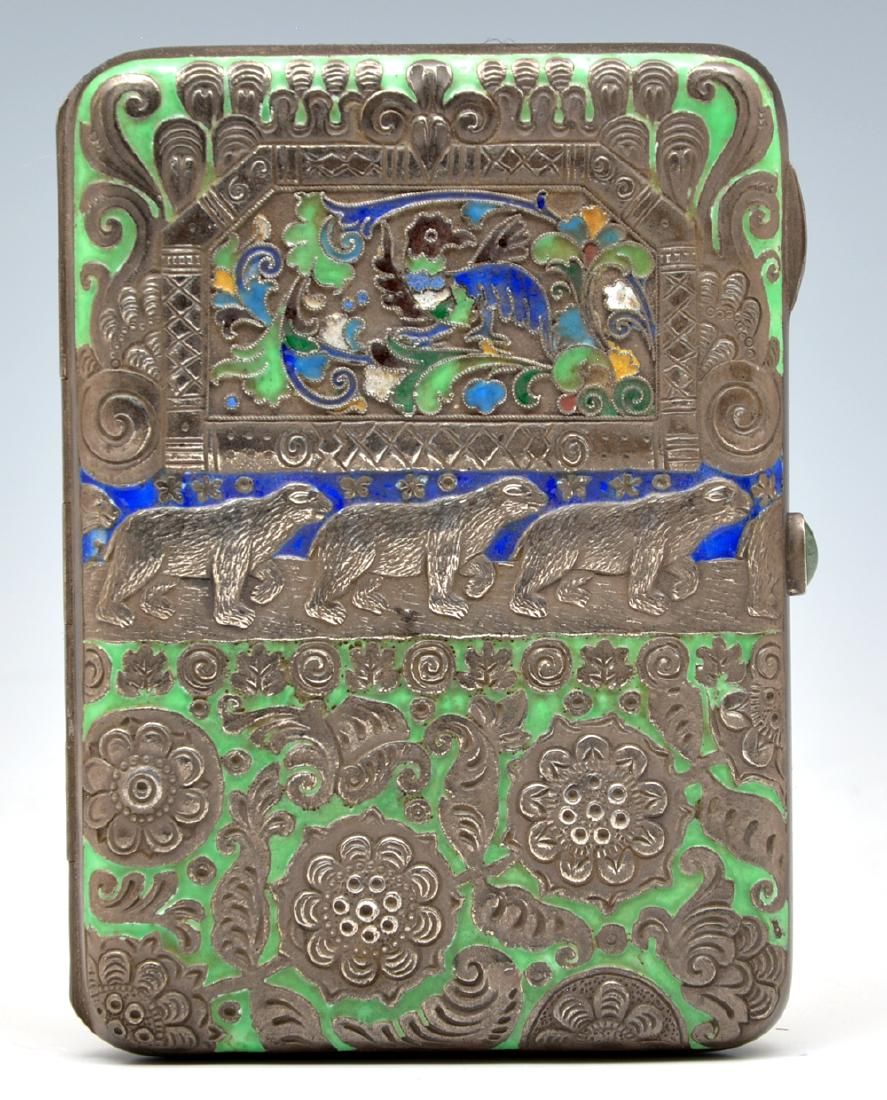 RUSSIAN SILVER & ENAMEL CIGARETTE