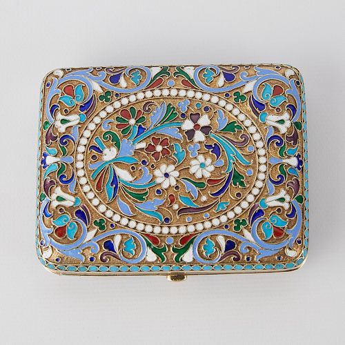 RUSSIAN SILVER ENAMEL CIGARETTE