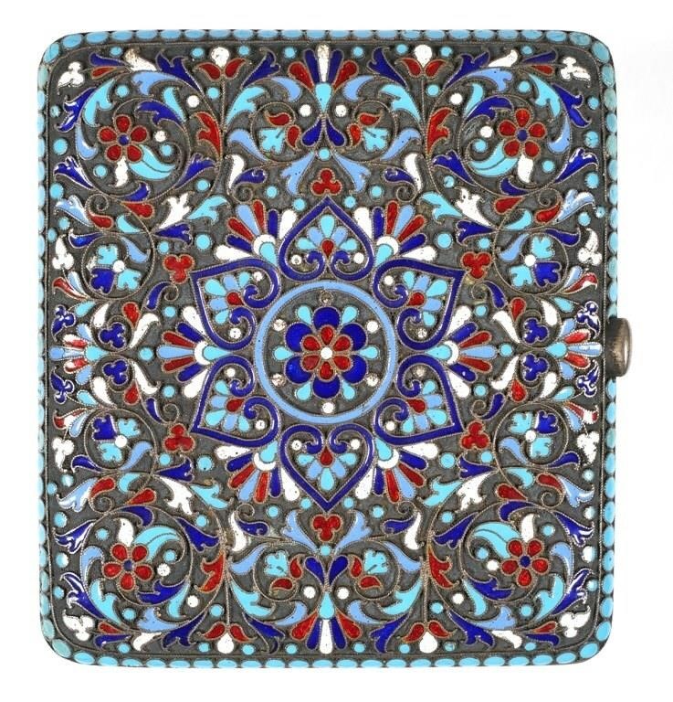 RUSSIAN SILVER ENAMEL CIGARETTE