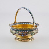 RUSSIAN SILVER ENAMEL & GILT B