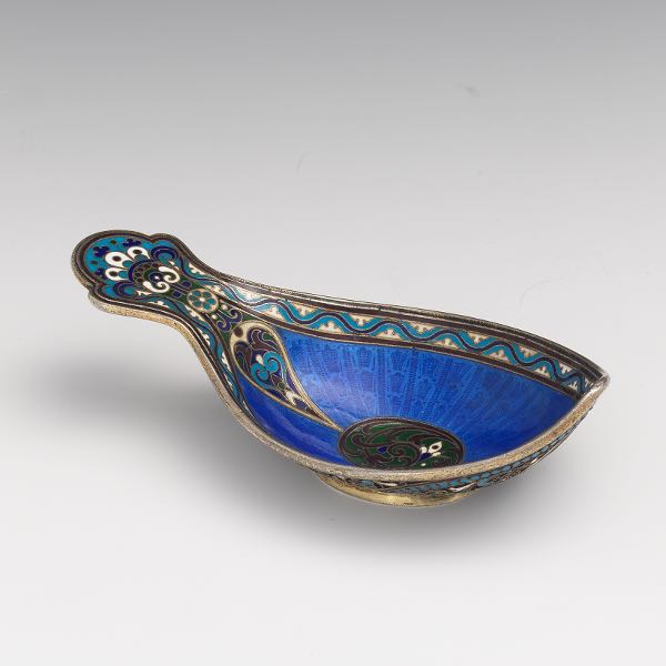 RUSSIAN SILVER ENAMEL KOVSH