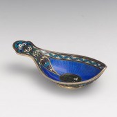RUSSIAN SILVER ENAMEL KOVSH SP