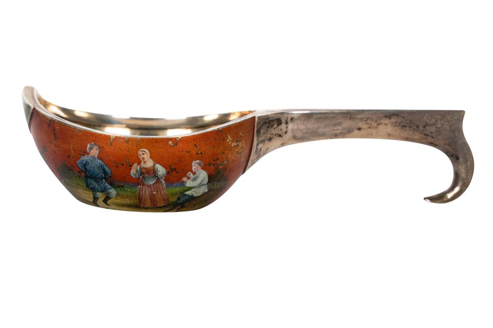 RUSSIAN SILVER & ENAMEL KOVSHmarked