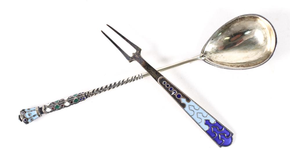 RUSSIAN SILVER & ENAMEL SPOON &