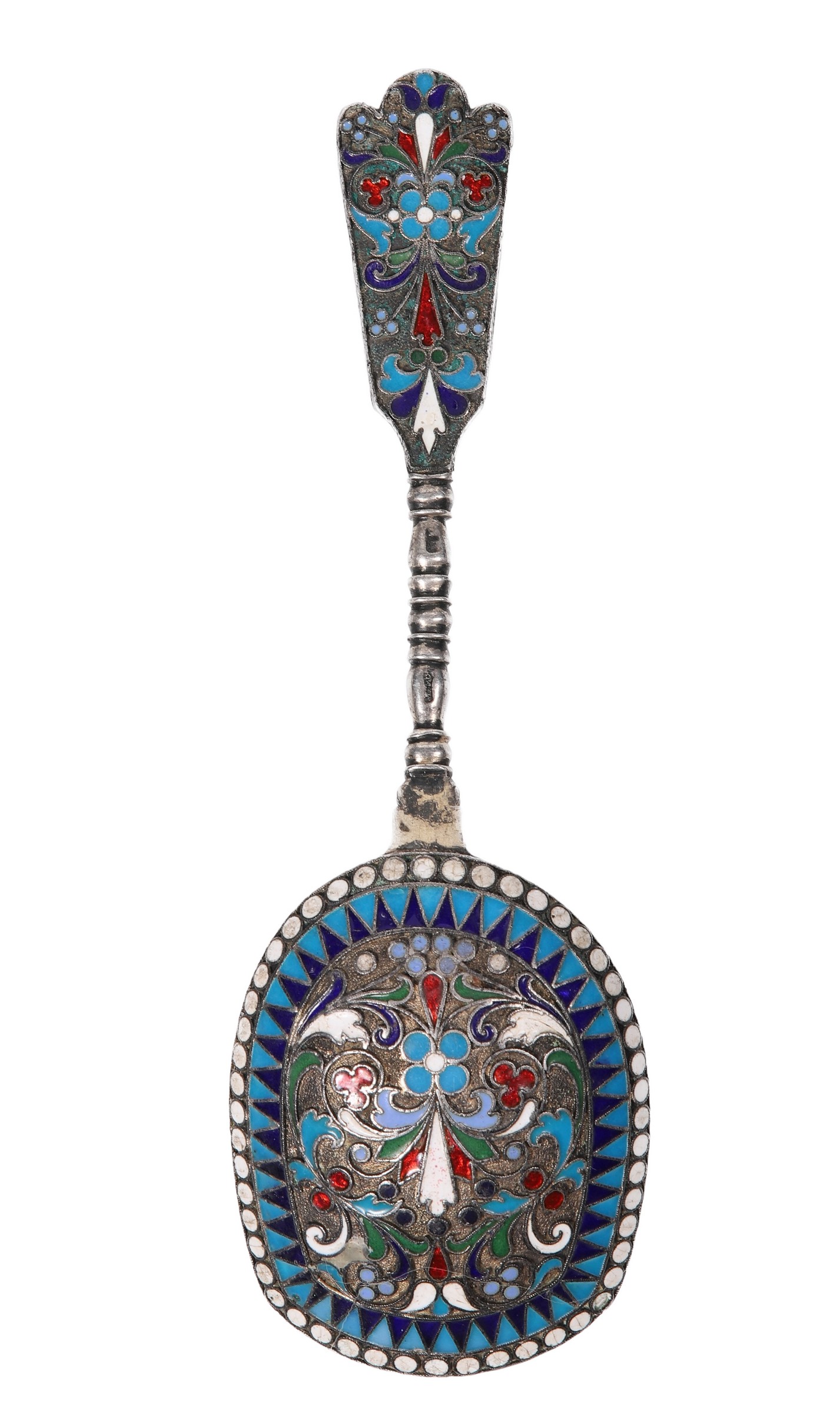 Russian silver & enamel sugar