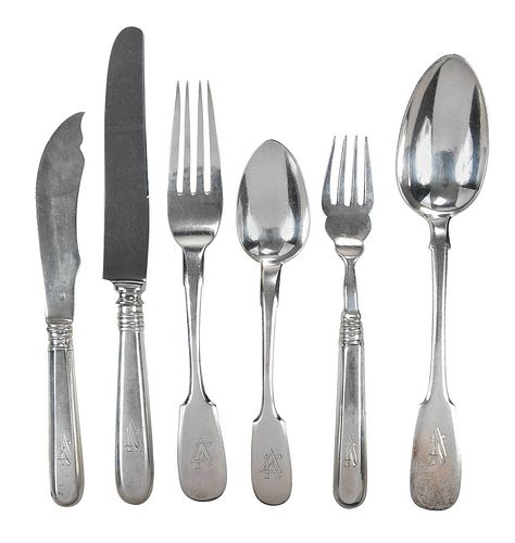 RUSSIAN SILVER FLATWARE, 120