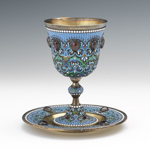 RUSSIAN SILVER-GILT, CLOISONNE