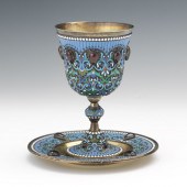 RUSSIAN SILVER-GILT, CLOISONNE