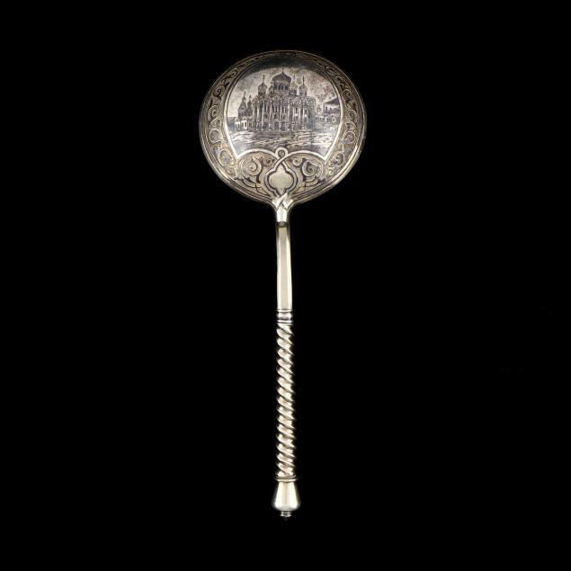 RUSSIAN SILVER GILT NIELLO SPOON