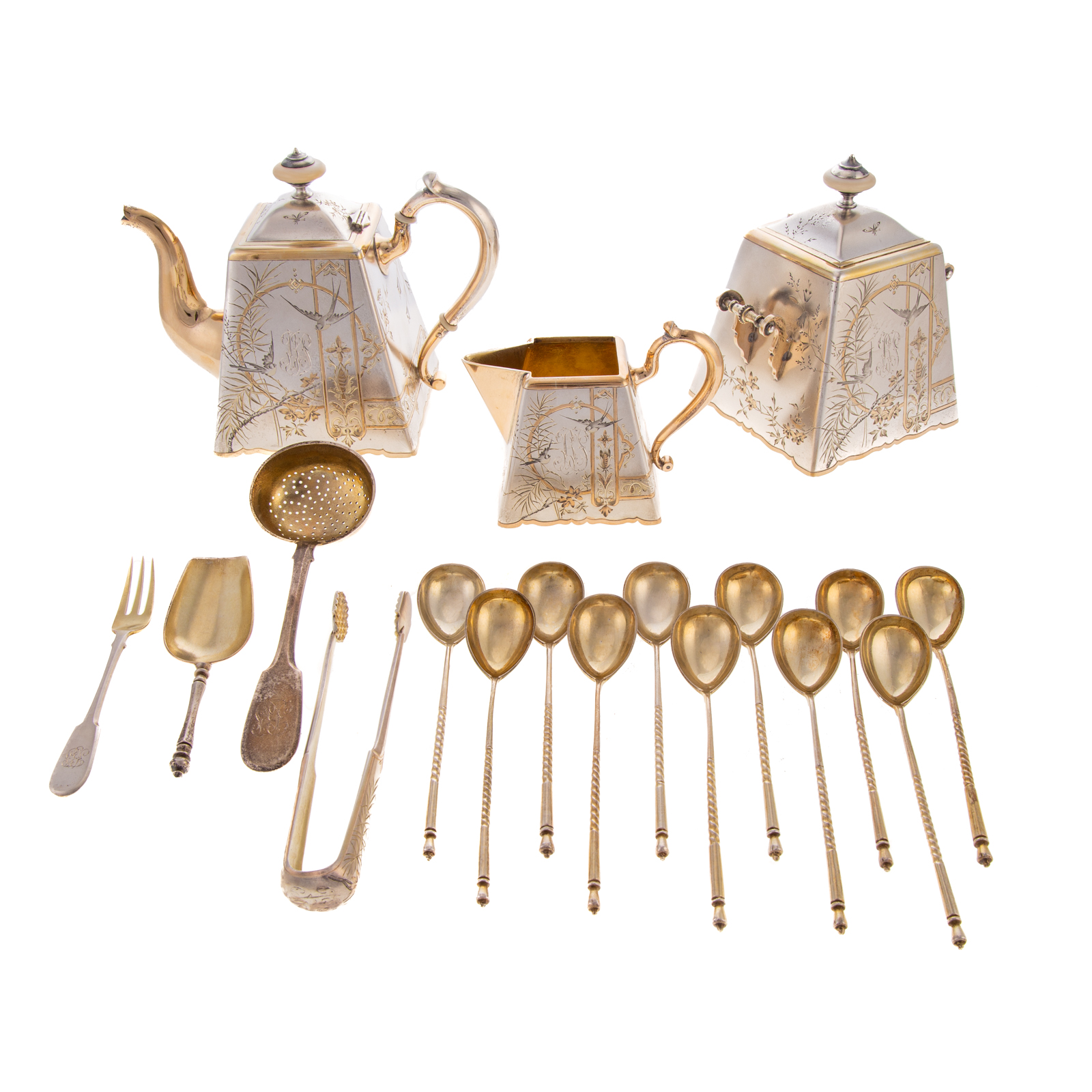 RUSSIAN SILVER & GOLD TEA SERVICE