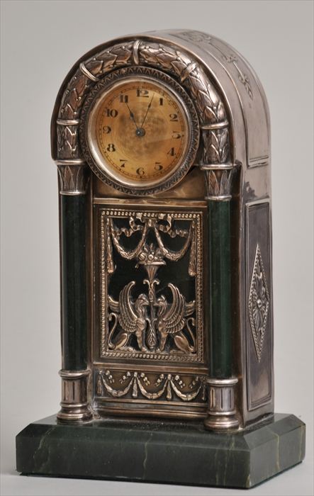 RUSSIAN SILVER-MOUNTED GREEN MARBLE