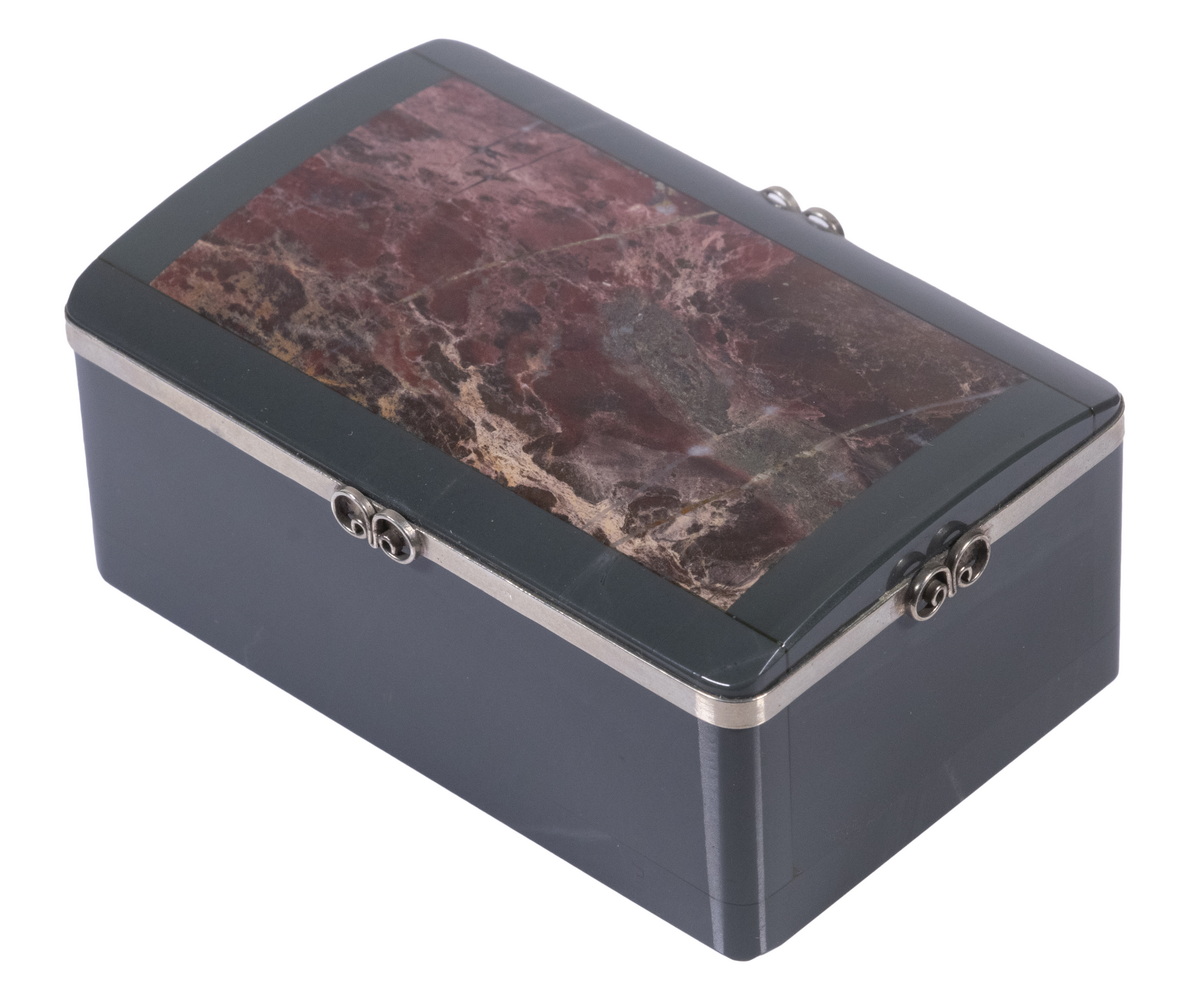 RUSSIAN SILVER MOUNTED MARBLE BOX