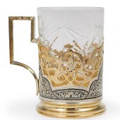 RUSSIAN SILVER NIELLO GLASS HO