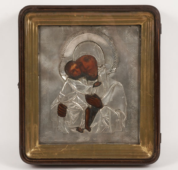 Russian silver oklad icon kiot
