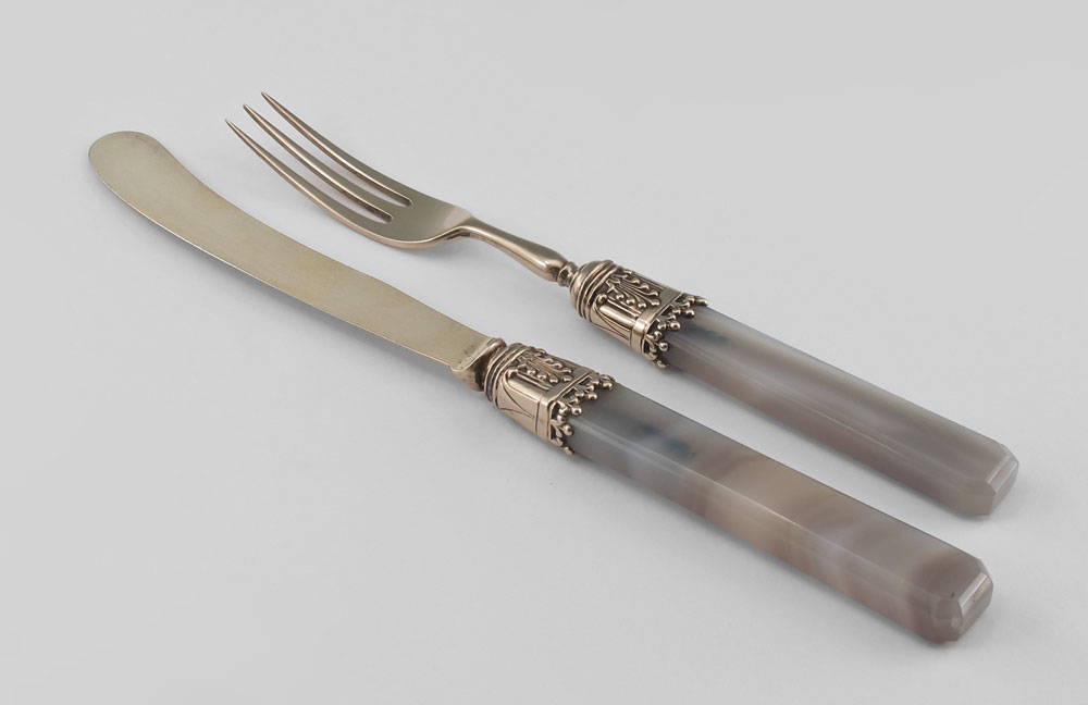 RUSSIAN SILVER & ONYX KNIFE AND