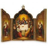 RUSSIAN SILVER TRIPTYCH ICONDE