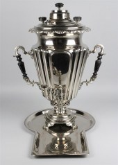 RUSSIAN SILVERED BRASS SAMOVAR
