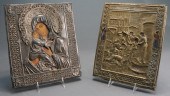 RUSSIAN SILVERPLATE ICON AND A