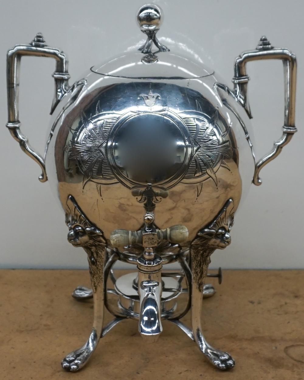 RUSSIAN SILVERPLATE SAMOVAR, H: